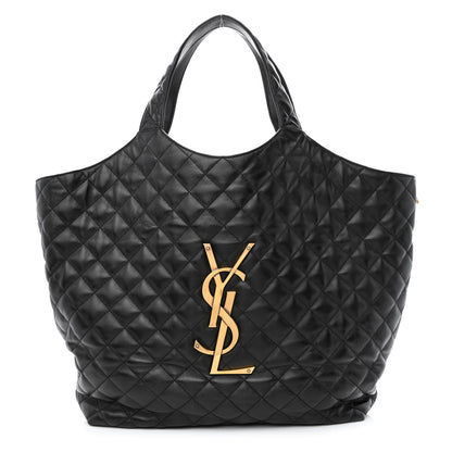 Saint Laurent Lambskin Quilted Maxi Icare Shopping Tote Black 3 of 13