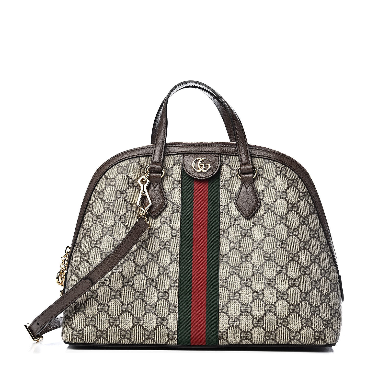 Gucci GG Supreme Monogram Web Medium Ophidia Top Handle Dome Bag Brown 1 of 10
