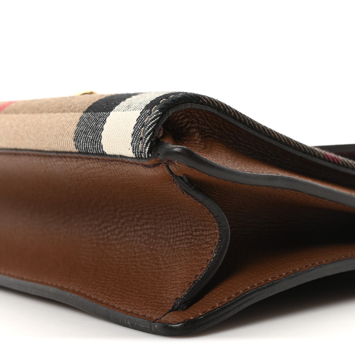 Burberry Derby Calfskin House Check Small Macken Crossbody Bag Tan 10 of 10