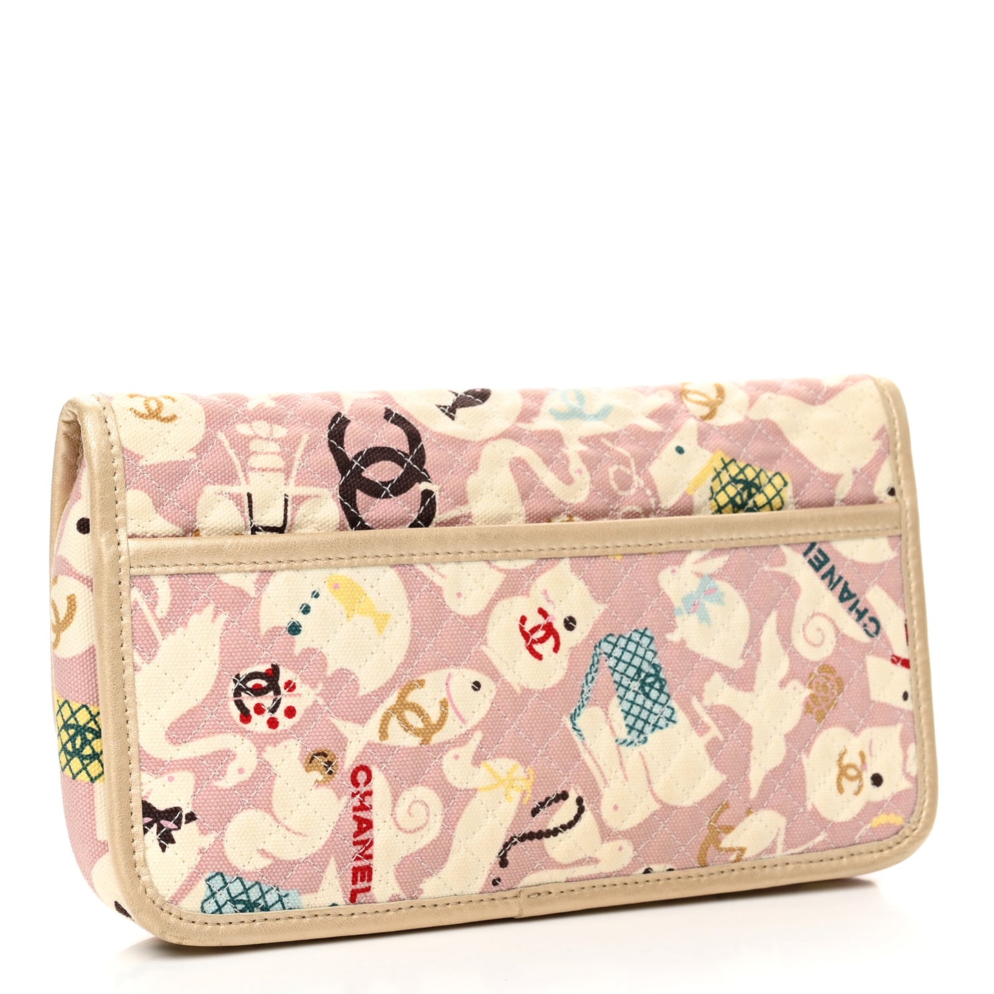 Canvas Baby Animals Clutch Pink