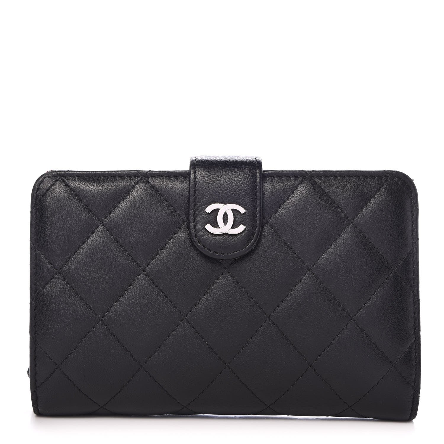 Chanel Lambskin Quilted Zipped Pocket Wallet Black 1 of 8