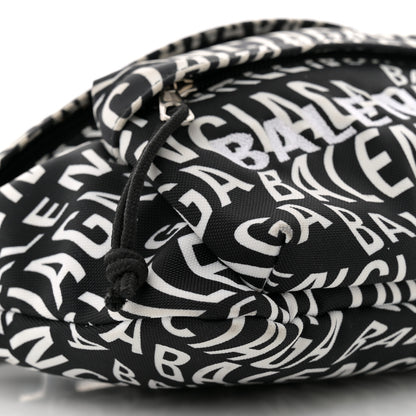 Balenciaga Nylon Wave Logo Print Wheel Beltpack Black White 9 of 12