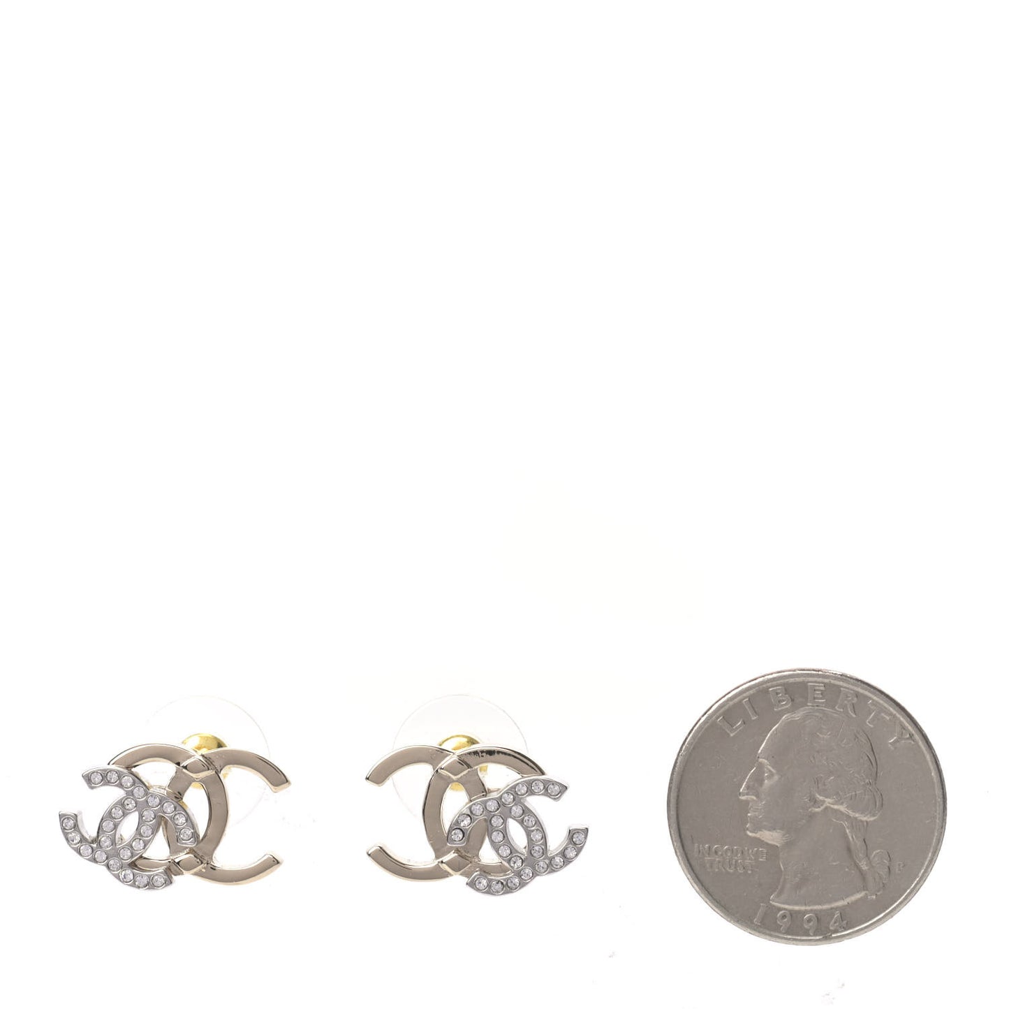 Crystal Double CC Earrings Gold Silver