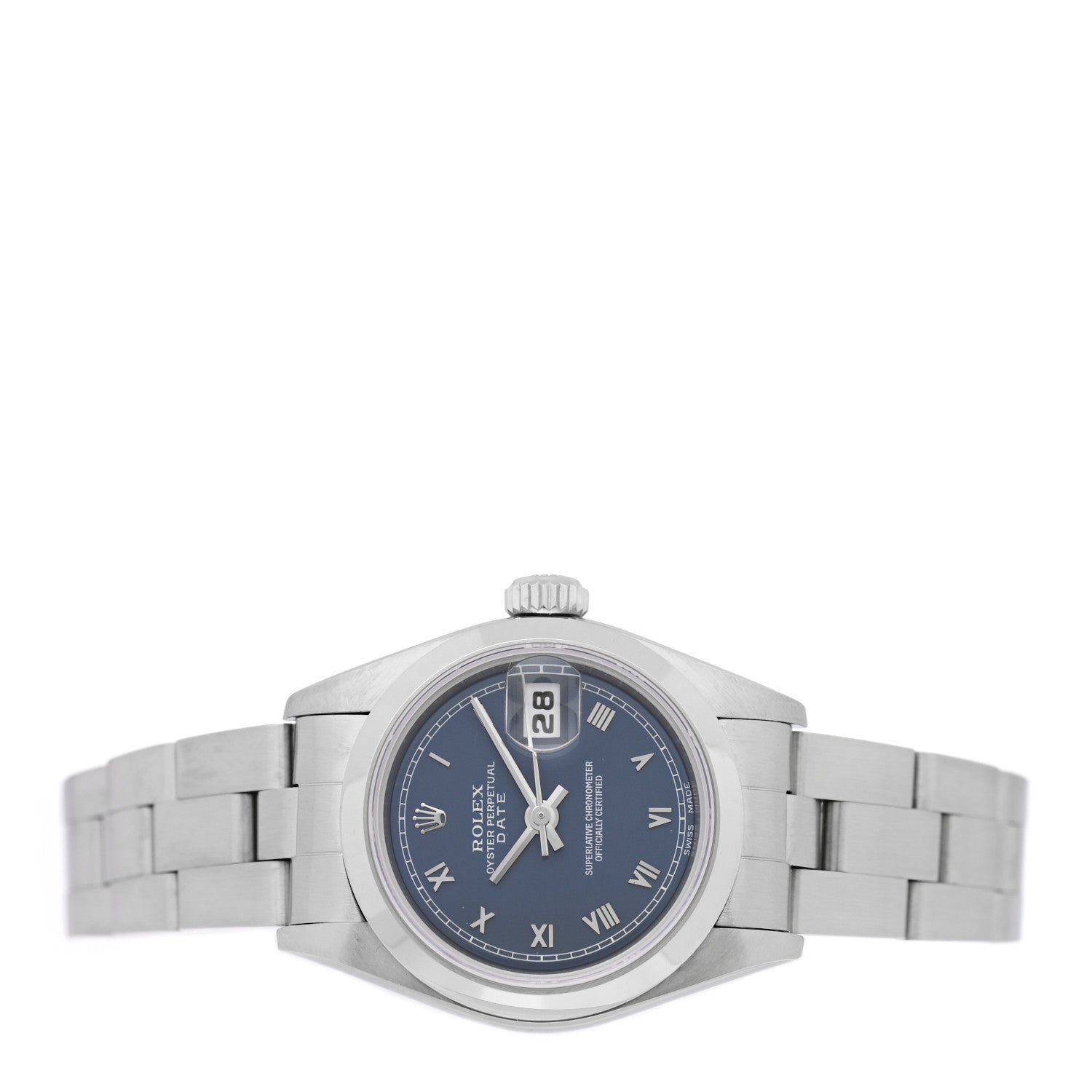 Rolex Stainless Steel 26mm Oyster Perpetual Date Watch Blue Roman 69160 2 of 4