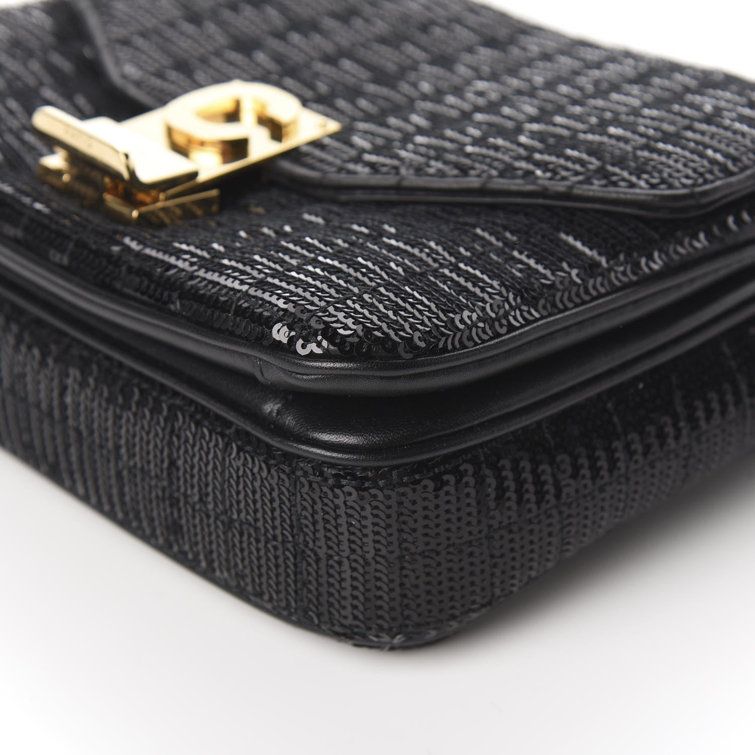 Celine Sequin Calfskin Quilted Small C Bag Black 6 of 10