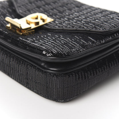 Celine Sequin Calfskin Quilted Small C Bag Black 6 of 10