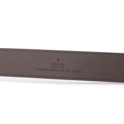 Gucci GG Supreme Monogram Matte Plutone Calfskin Double G 30mm Belt 85 34 Beige Ebony New Acero 6 of 7