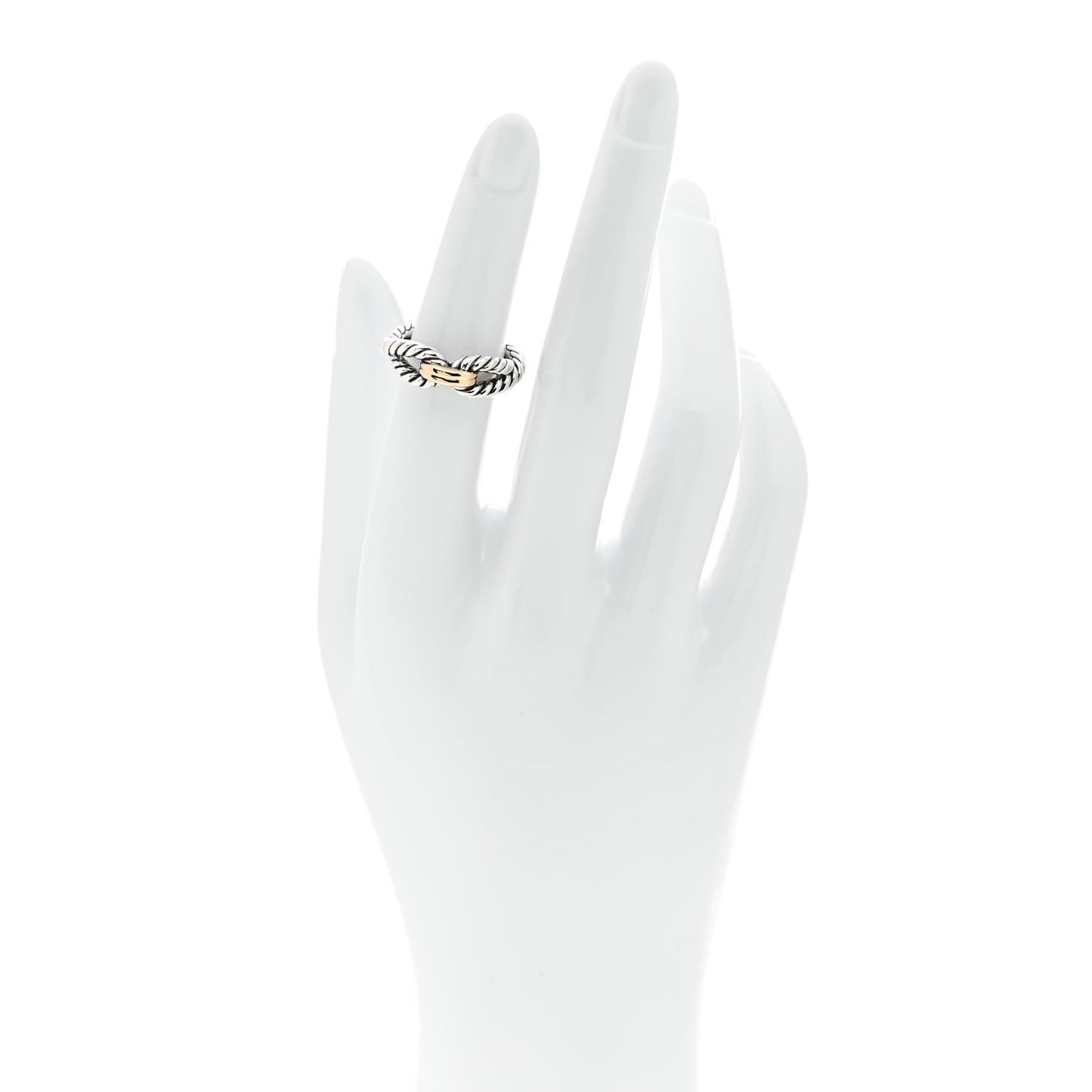 Sterling Silver 18K Yellow Gold Cable Loop Ring 49 4.75