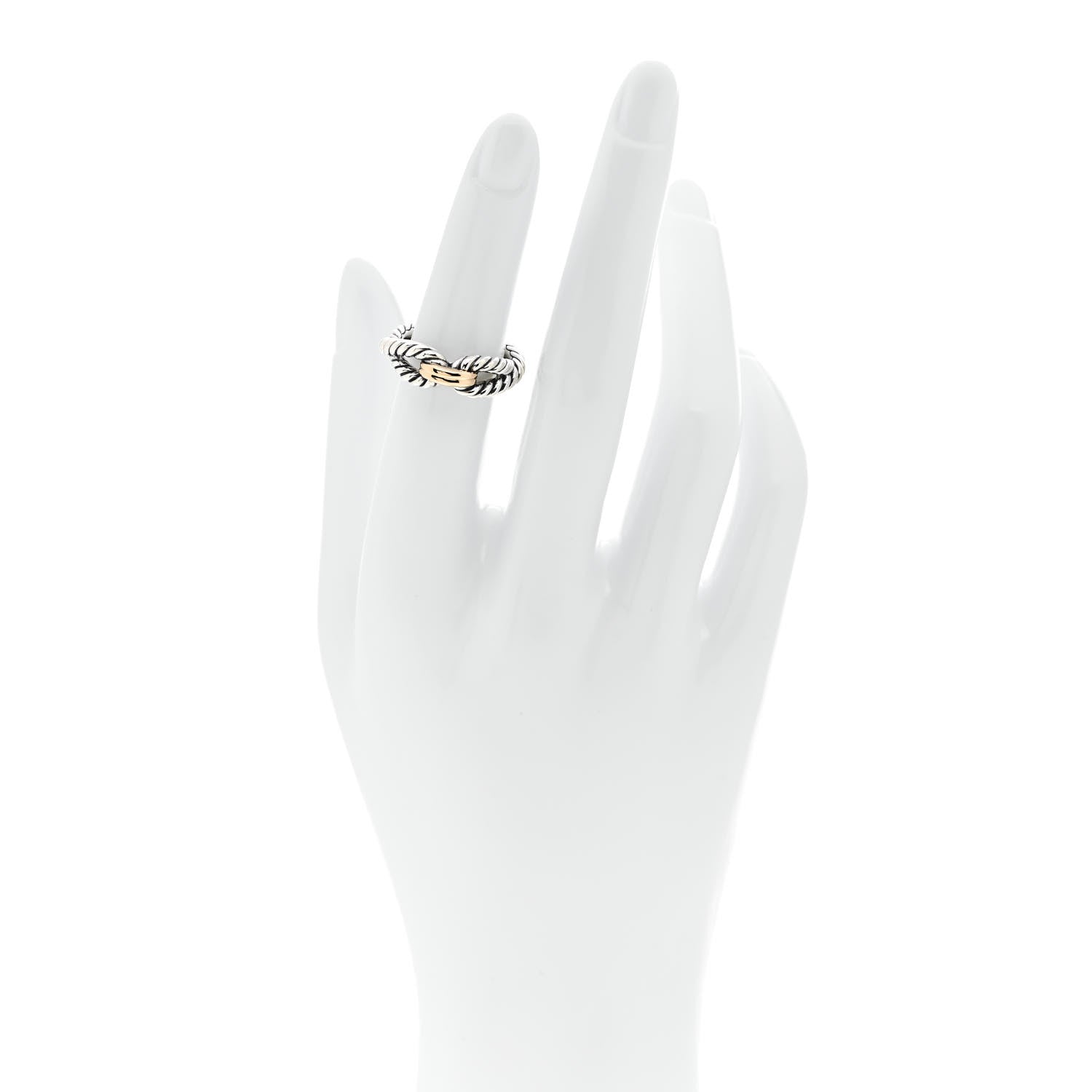 David Yurman Sterling Silver 18K Yellow Gold Cable Loop Ring 49 4.75 2 of 4