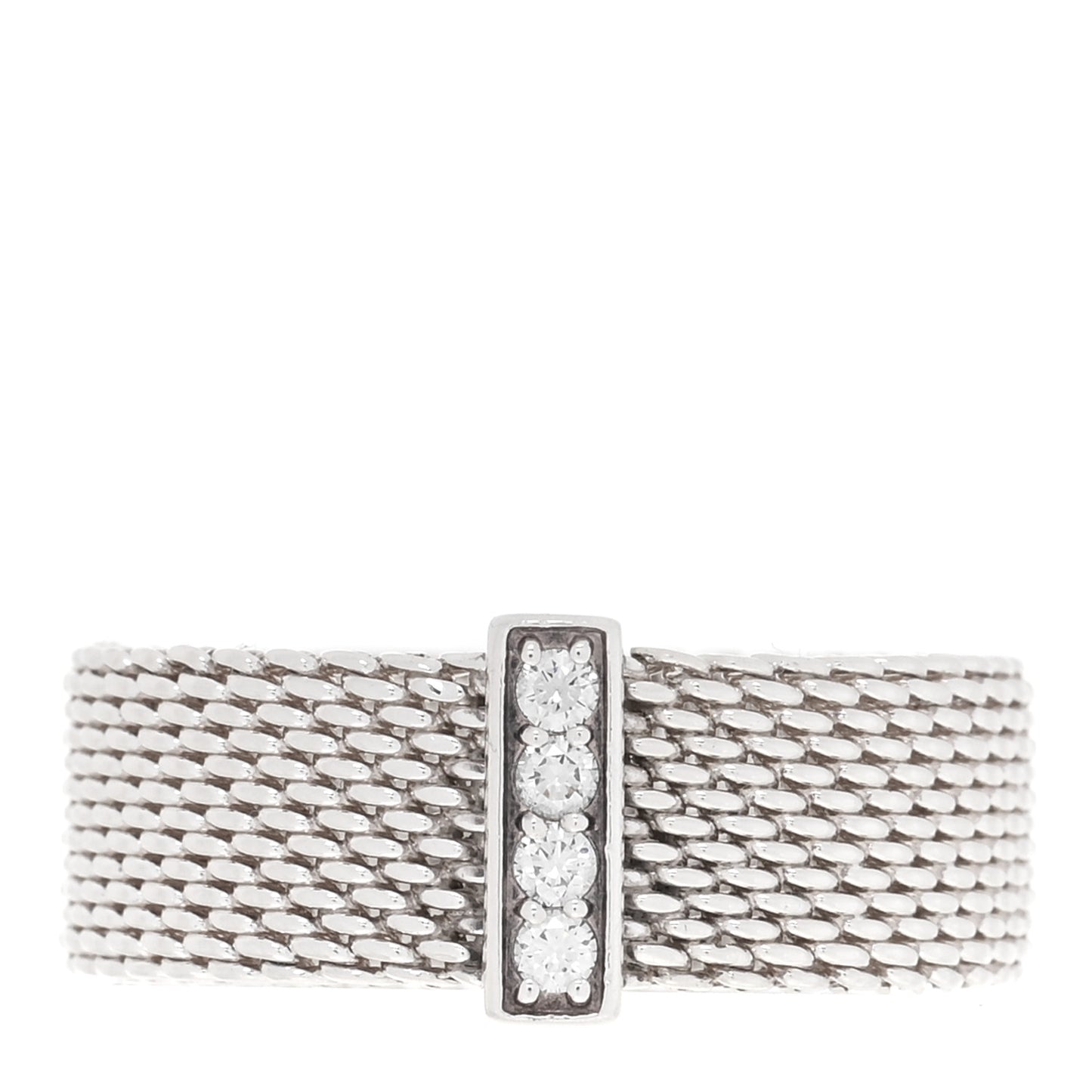Sterling Silver Diamond Somerset Mesh Ring 50 5.5