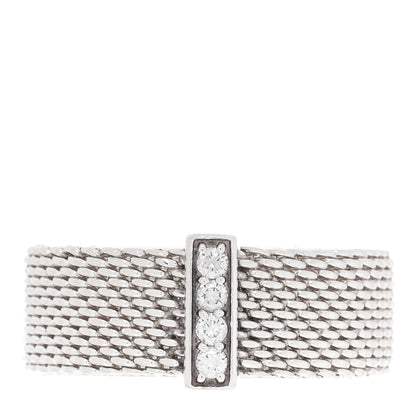 Tiffany Sterling Silver Diamond Somerset Mesh Ring 50 5.5 1 of 4