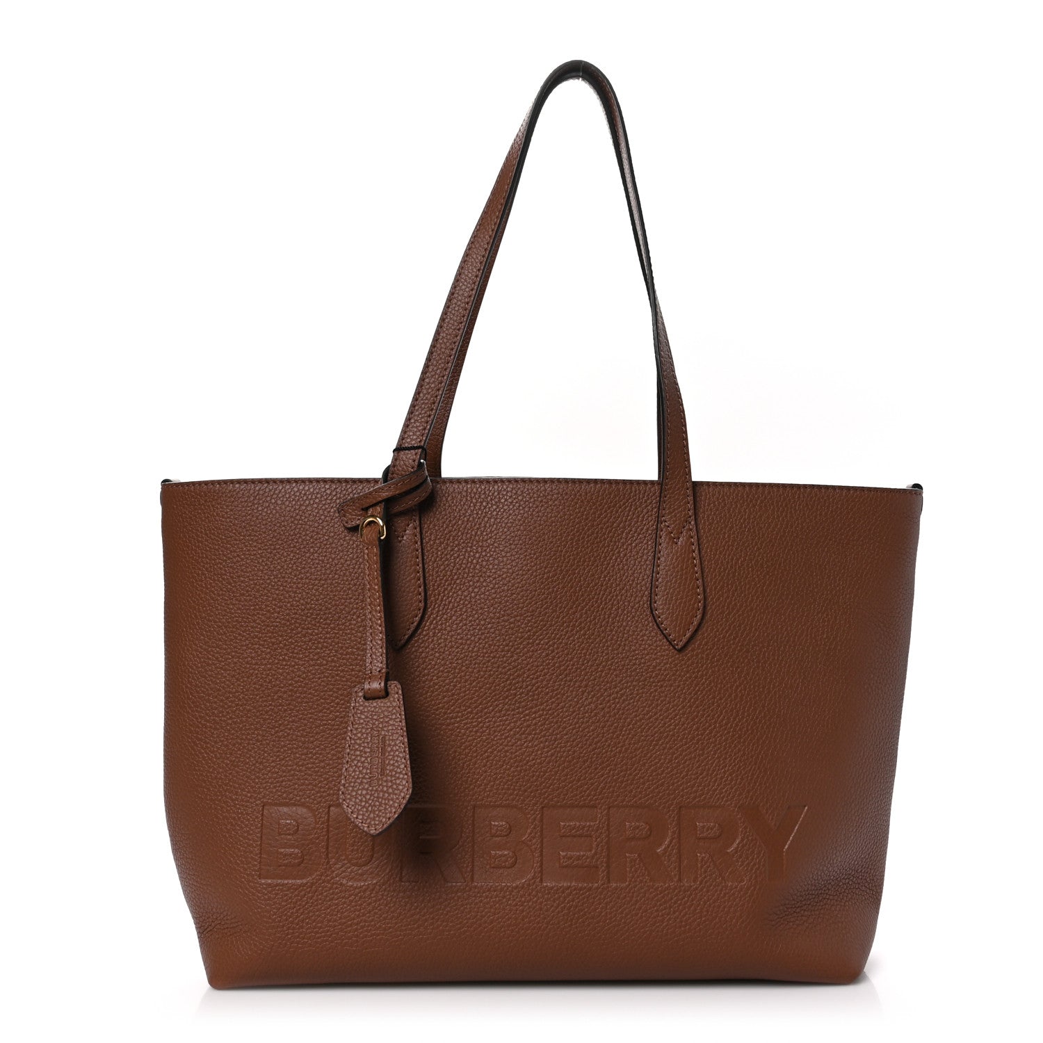 Burberry Calfskin Logo Embossed Medium Ardwell Tote Tan 1 of 9