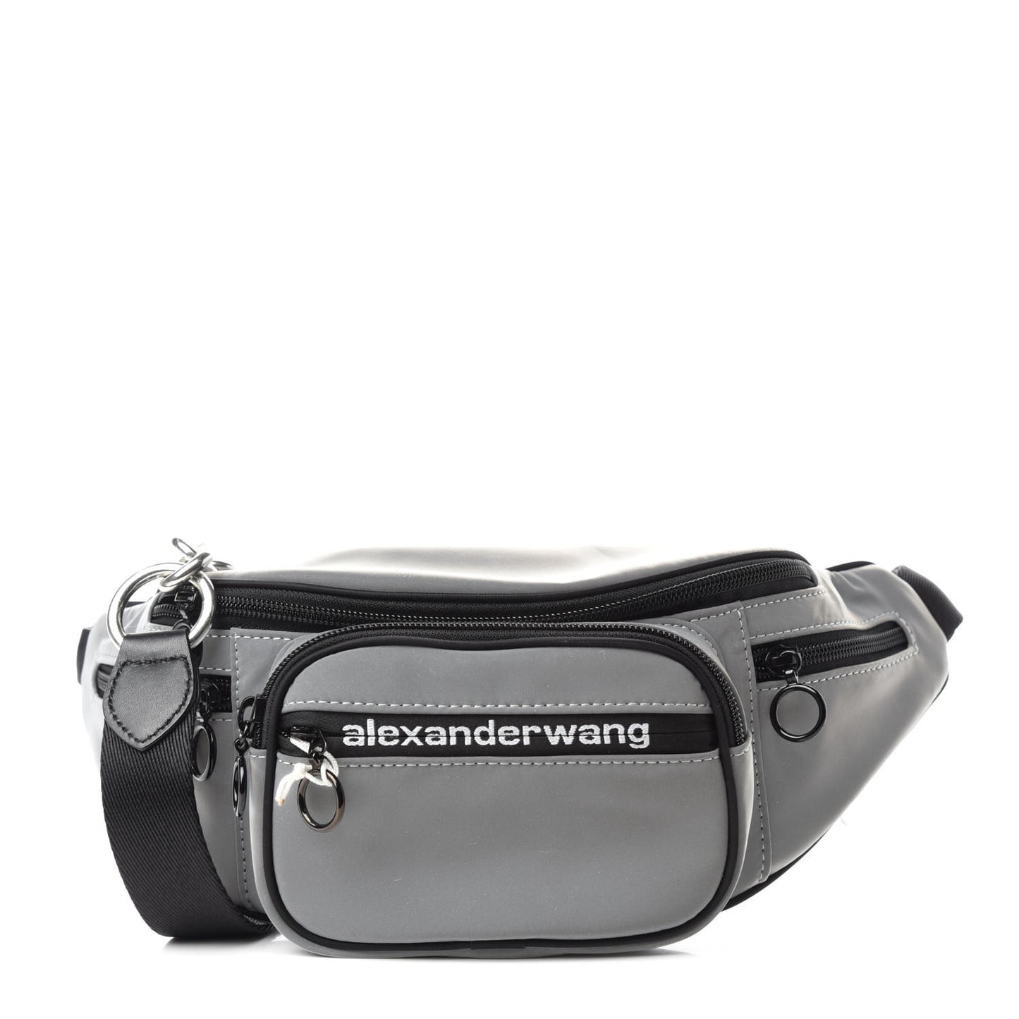 Nylon Logo Printed Attica Belt Bag Reflective Silver
