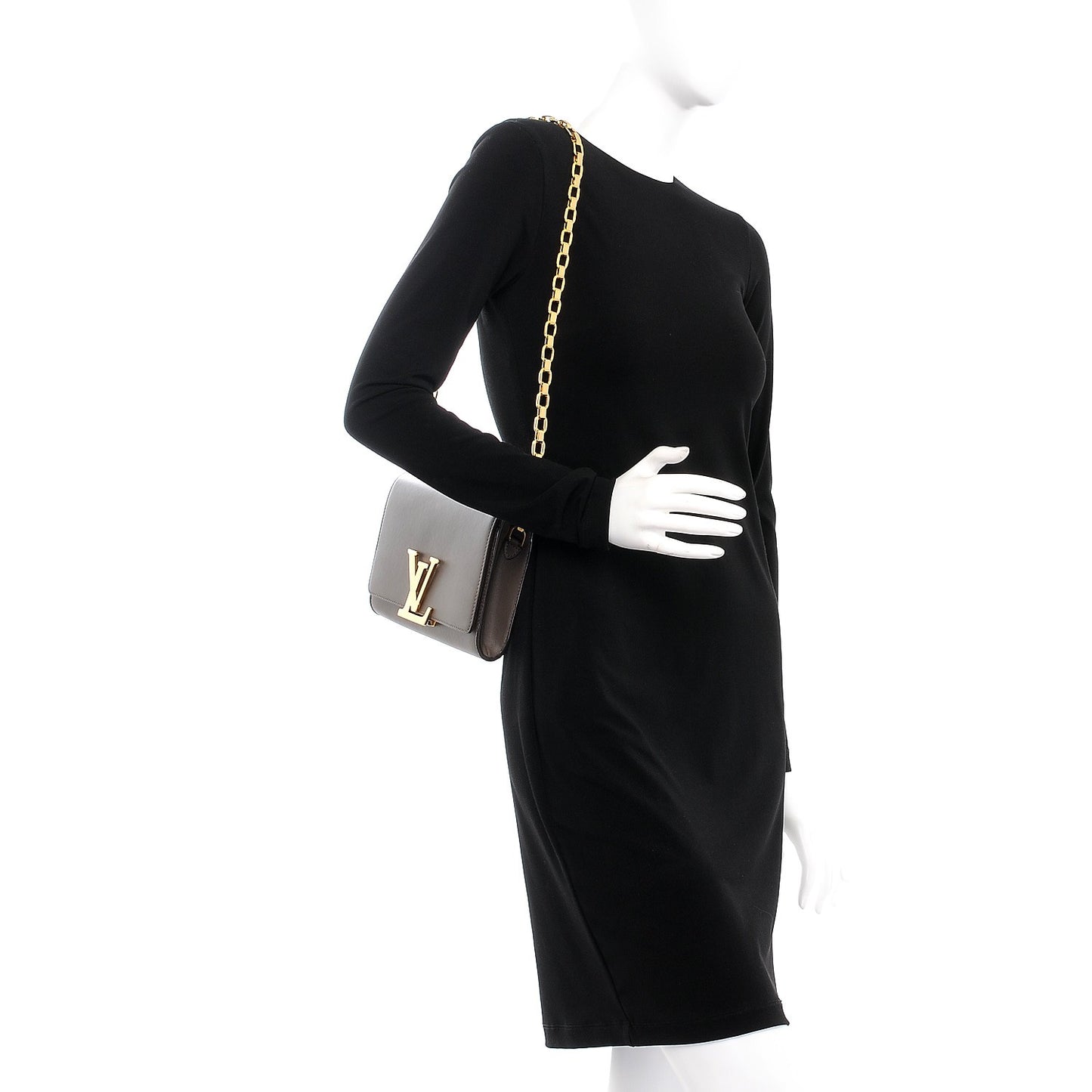 Calfskin Chain Louise MM Granit
