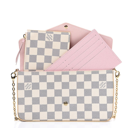 Louis Vuitton Damier Azur Pochette Felicie Chain Wallet Rose Ballerine 4 of 13