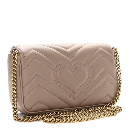 Gucci Calfskin Matelasse Super Mini GG Marmont Shoulder Bag Porcelain Rose 3 of 10