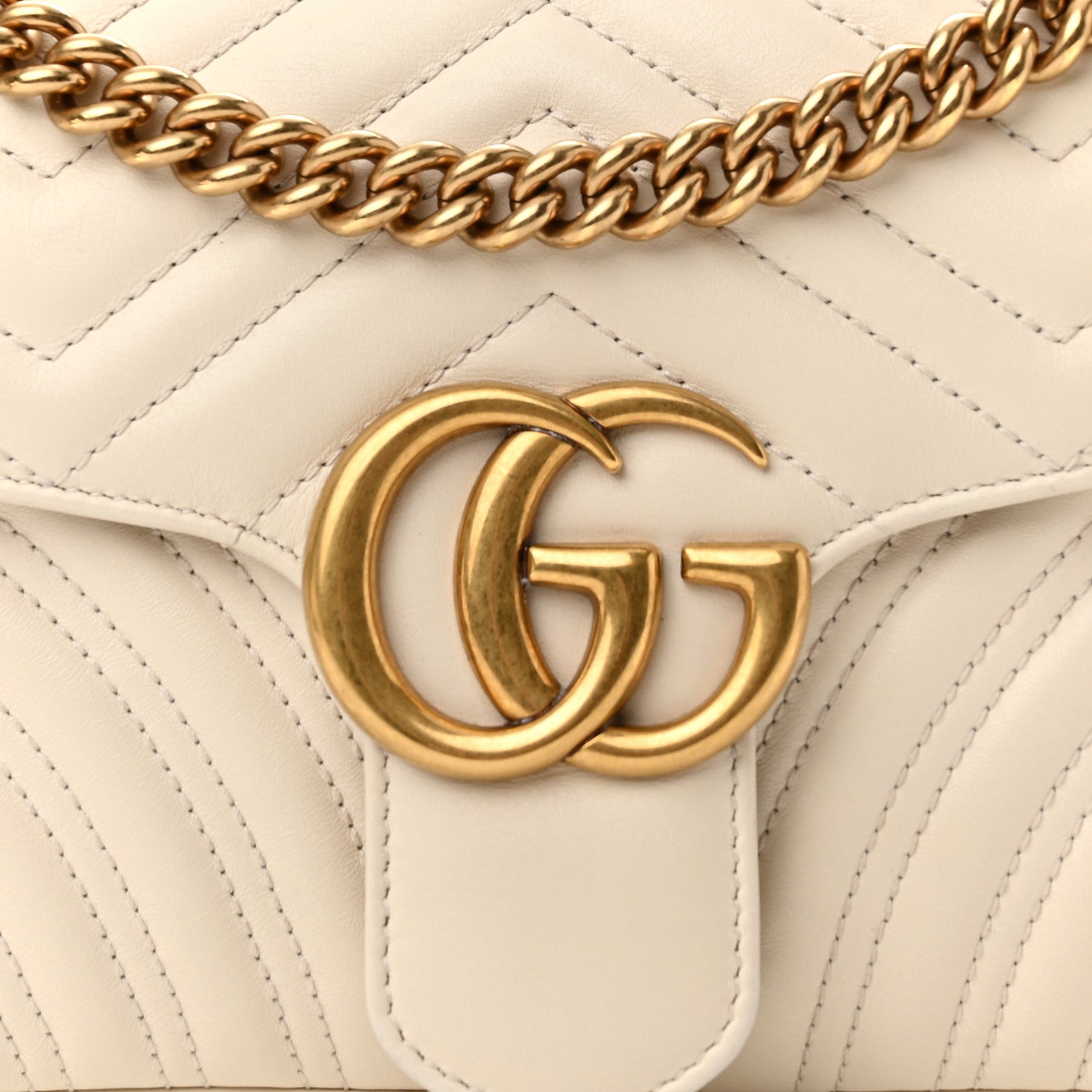 Gucci Calfskin Matelasse Small GG Marmont Shoulder Bag White 8 of 11