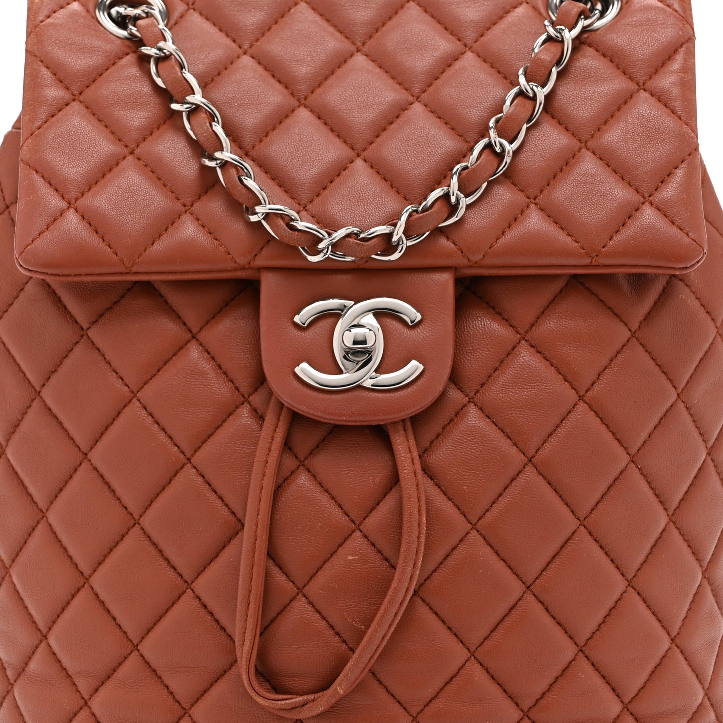 Lambskin Quilted Small Urban Spirit Backpack Brown