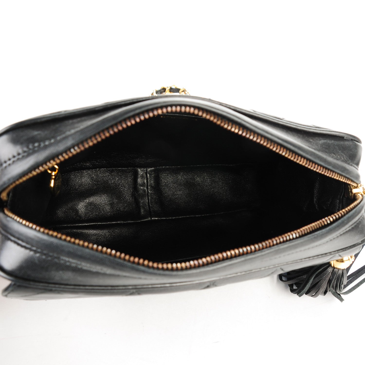 Chanel Lambskin Quilted Tassel Flap Camera Case Black 5 of 7