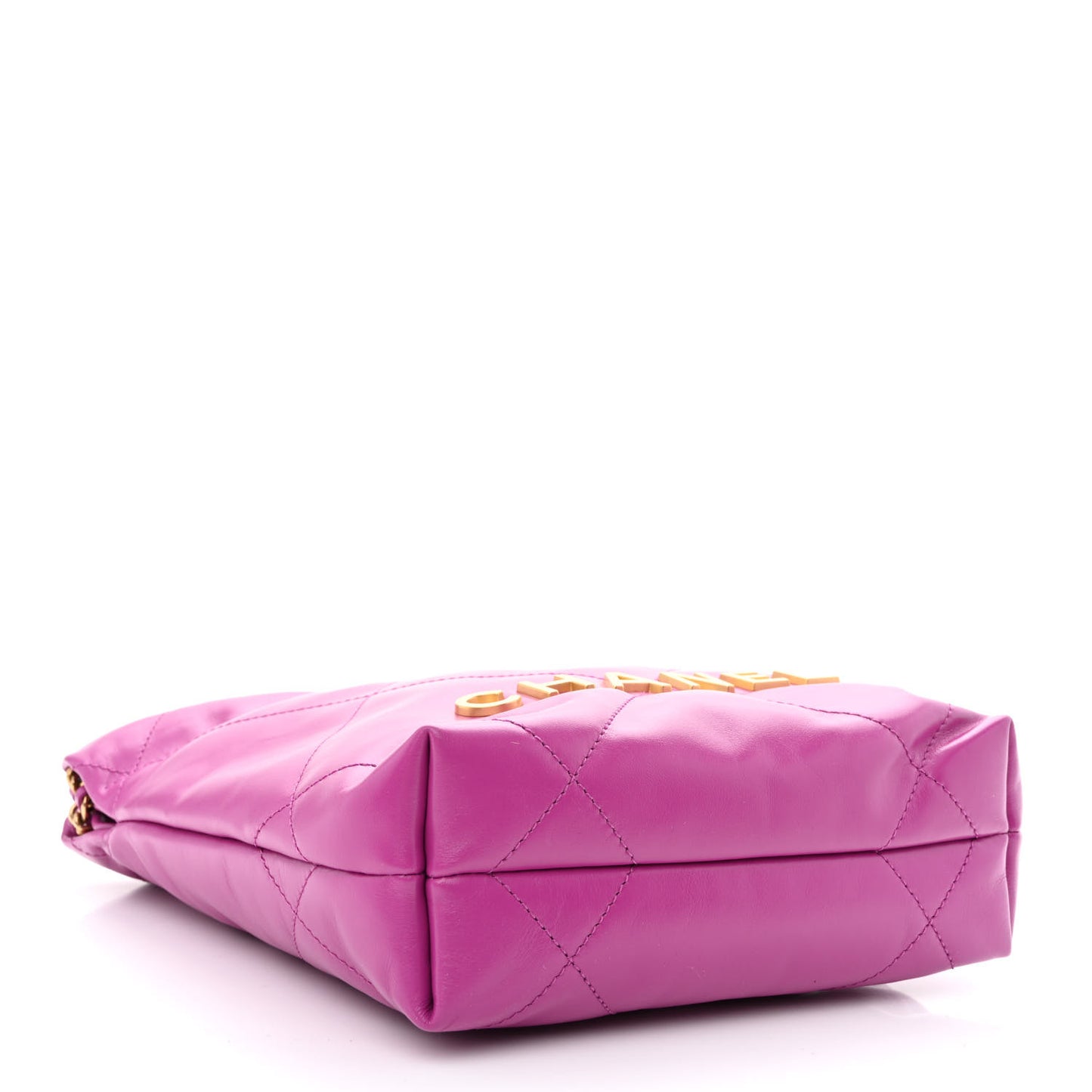 Shiny Calfskin Quilted Mini Chanel 22 Purple