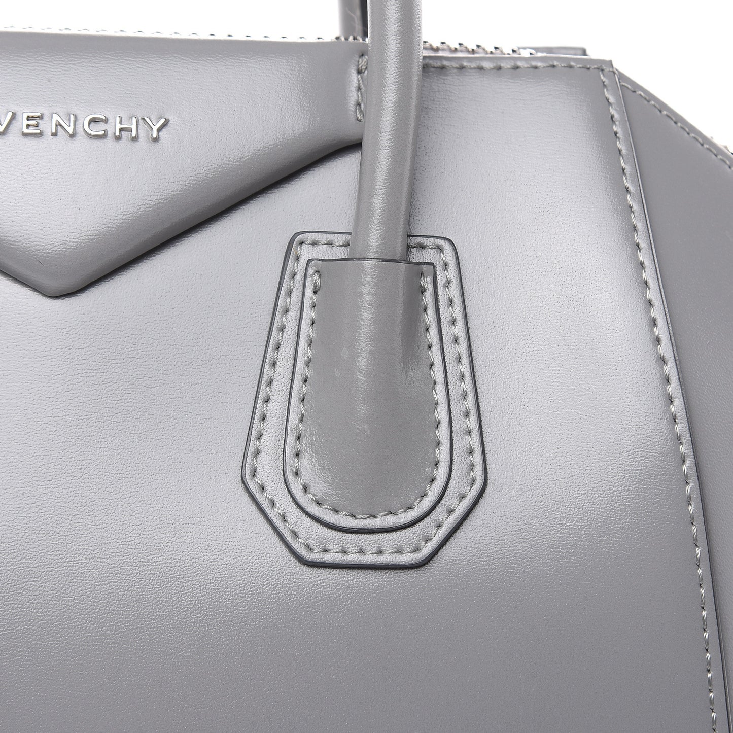 Shiny Lord Calfskin Small Antigona Pearl Grey