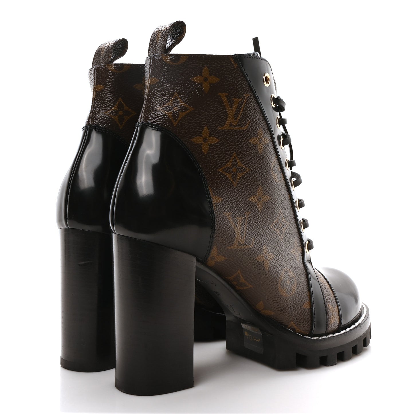 Patent Calfskin Monogram Star Trail Ankle Boots 39 Black