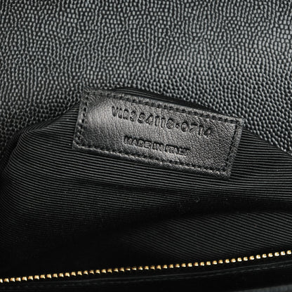 Saint Laurent Grain De Poudre Matelasse Chevron Large Monogram Satchel Black 7 of 9