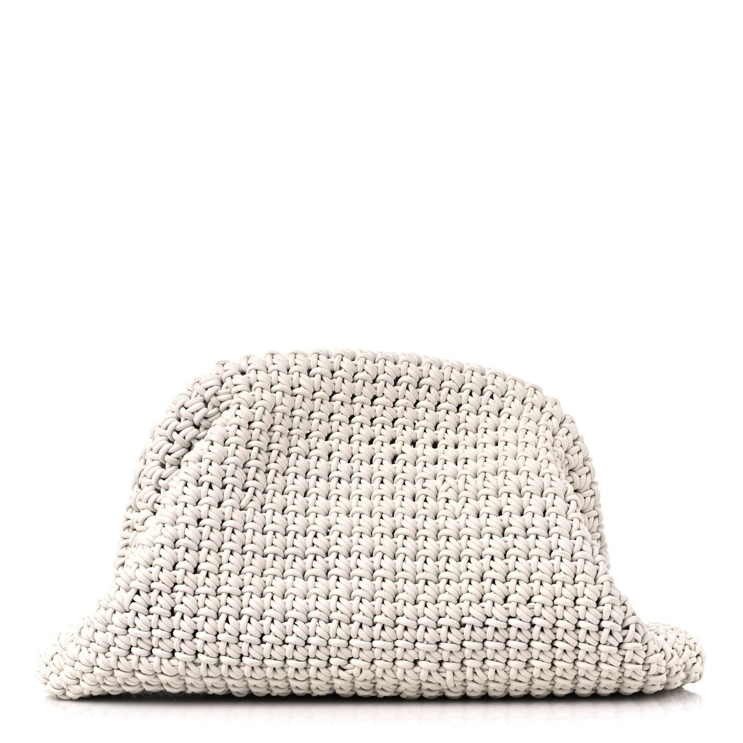 Calfskin Crochet Medium The Pouch Clutch Bianco