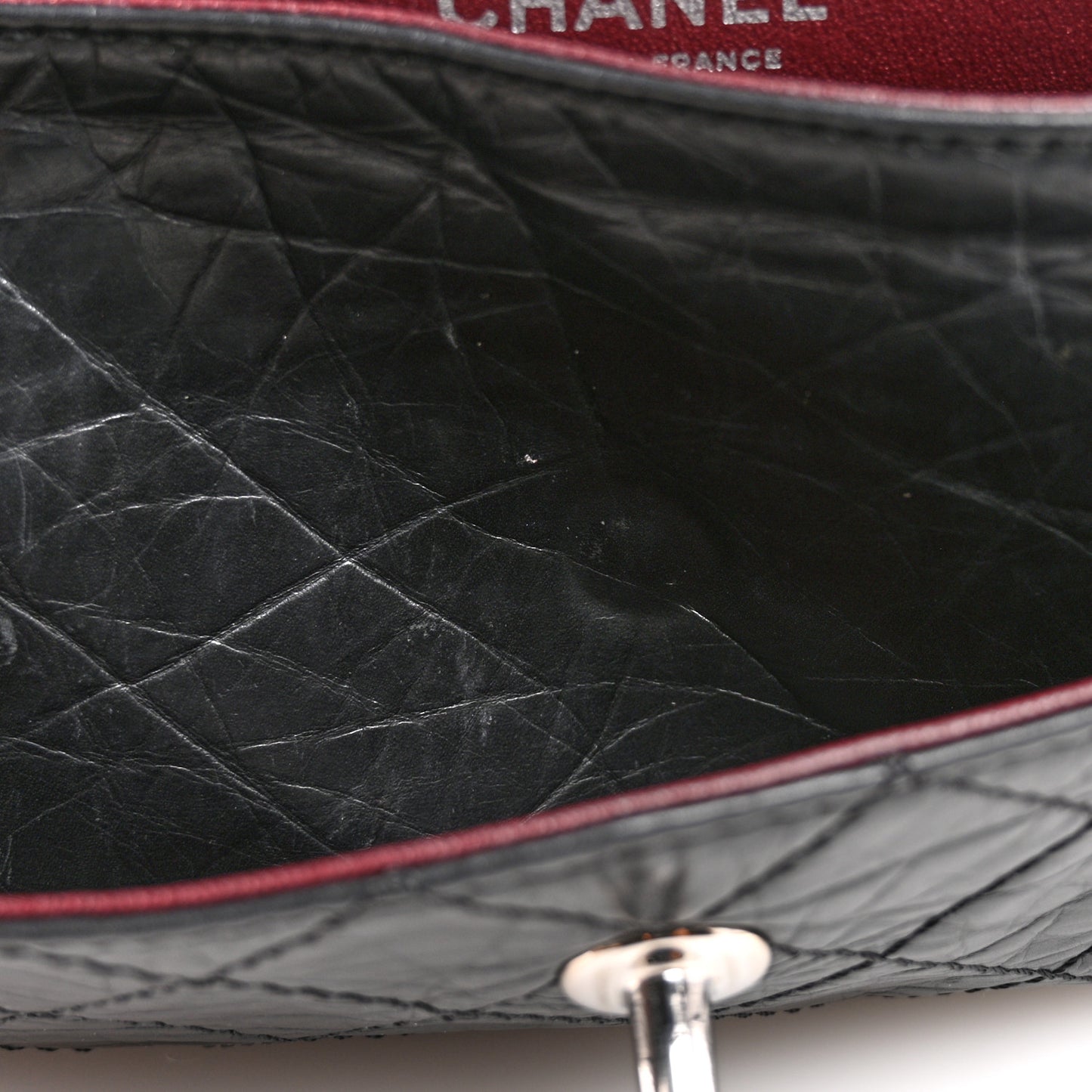 Aged Calfskin Quilted Medium Double Flap Black