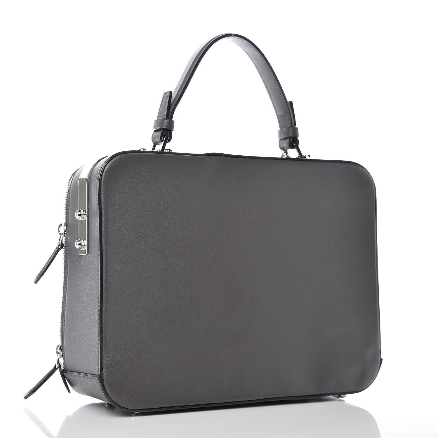 MCM Calfskin Top Handle Bag Mono Grey 3 of 10
