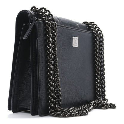 MCM Calfskin Stud Disco Flap Crossbody Bag Black 3 of 10