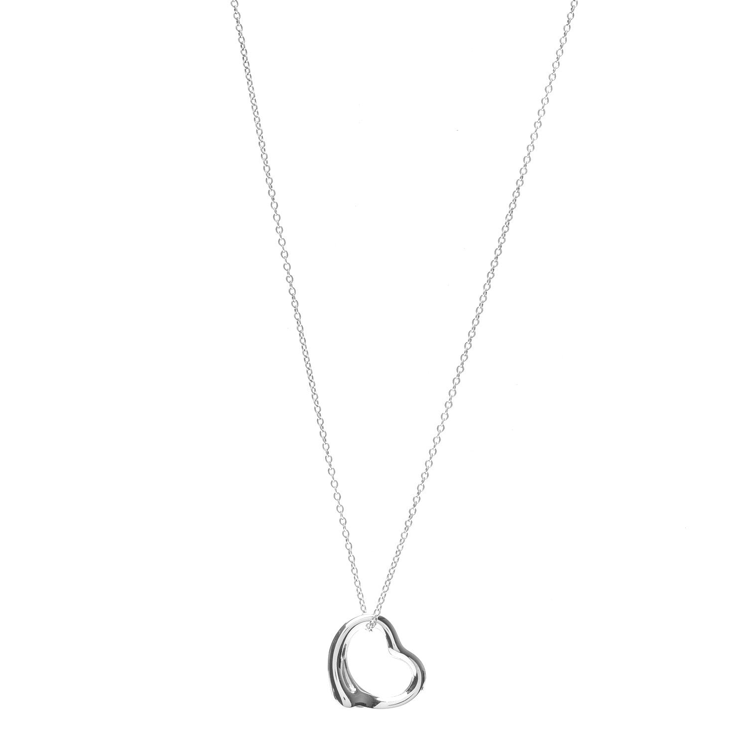 Tiffany Sterling Silver 16mm Elsa Peretti Open Heart Pendant Necklace 1 of 5