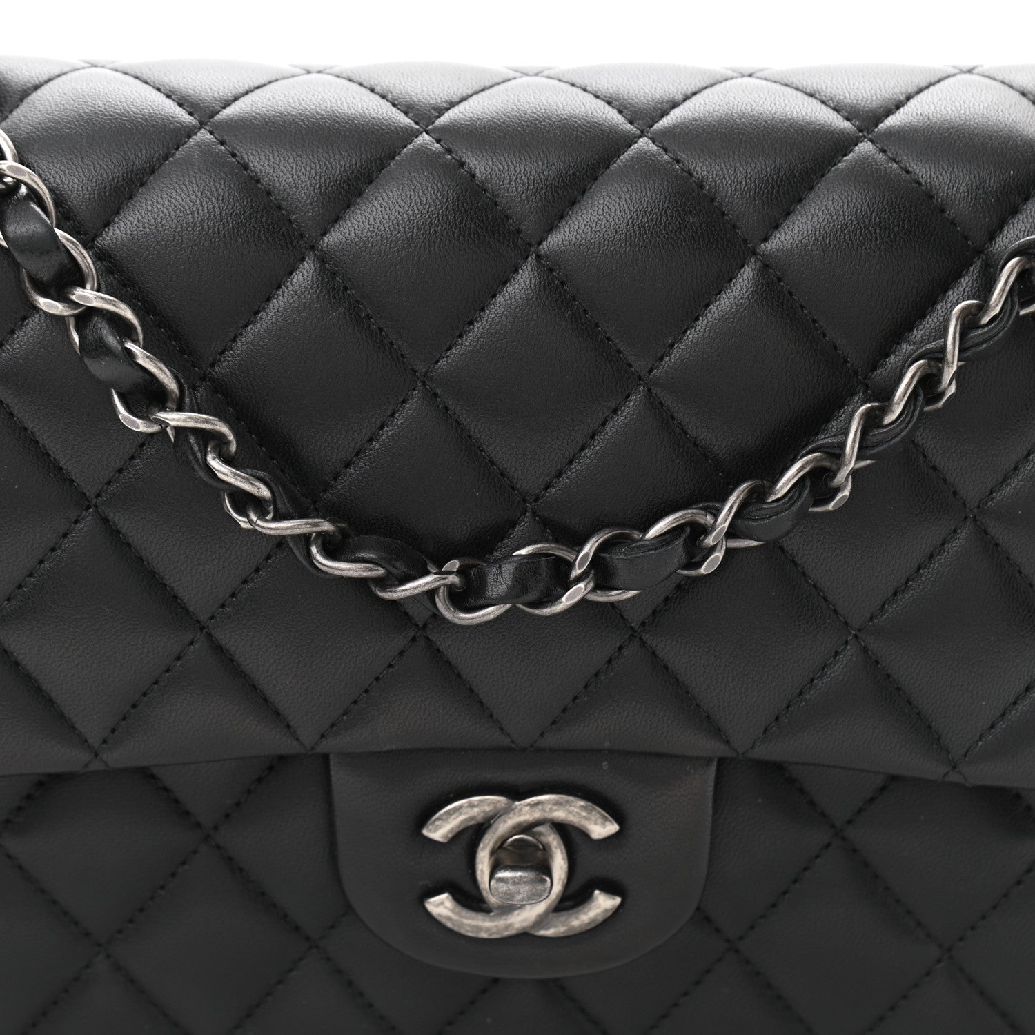 Chanel Lambskin Quilted Medium Double Flap Black 8 of 10