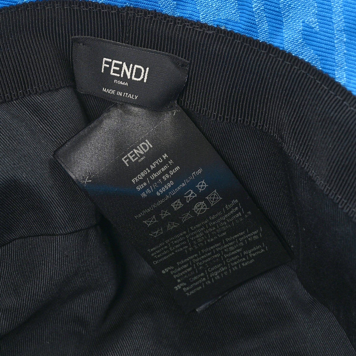 Fendi X SARA COLEMAN Canvas FF Vertigo Bucket Hat M Turquoise 7 of 7