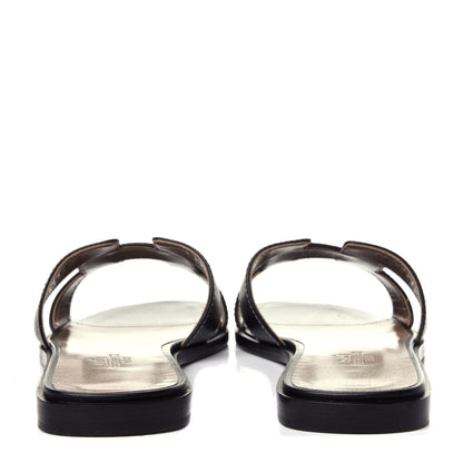 Hermes Box Calfskin Oran Sandals 38.5 Black 6 of 11
