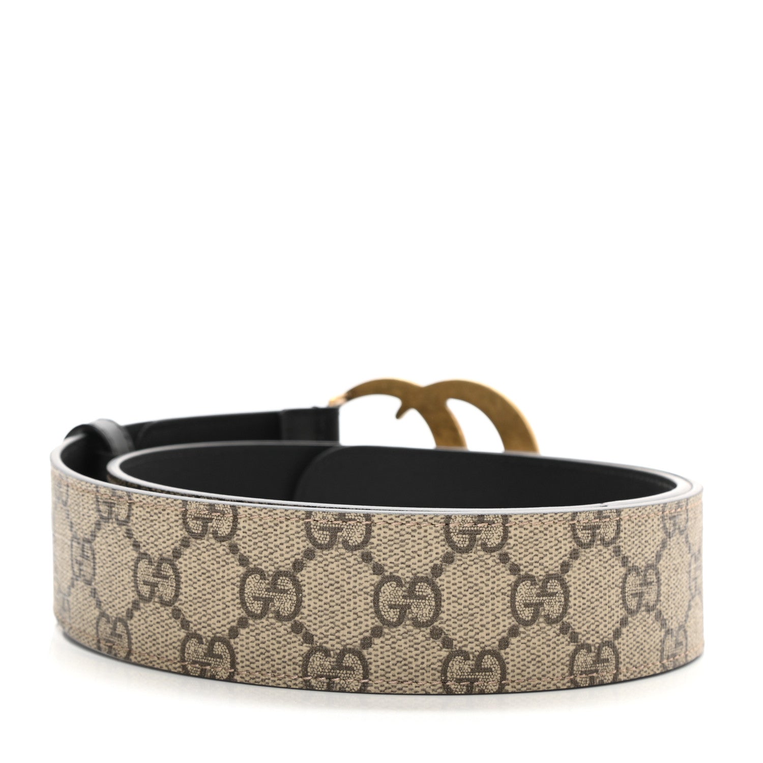 Gucci GG Supreme Monogram Matte Plutone Calfskin Double G 40mm Belt 90 36 Beige Ebony Black 2 of 5