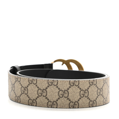 Gucci GG Supreme Monogram Matte Plutone Calfskin Double G 40mm Belt 90 36 Beige Ebony Black 2 of 5