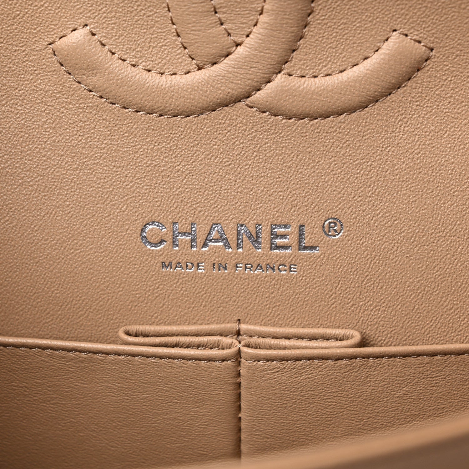Chanel Lambskin Quilted Medium Double Flap Dark Beige 5 of 9