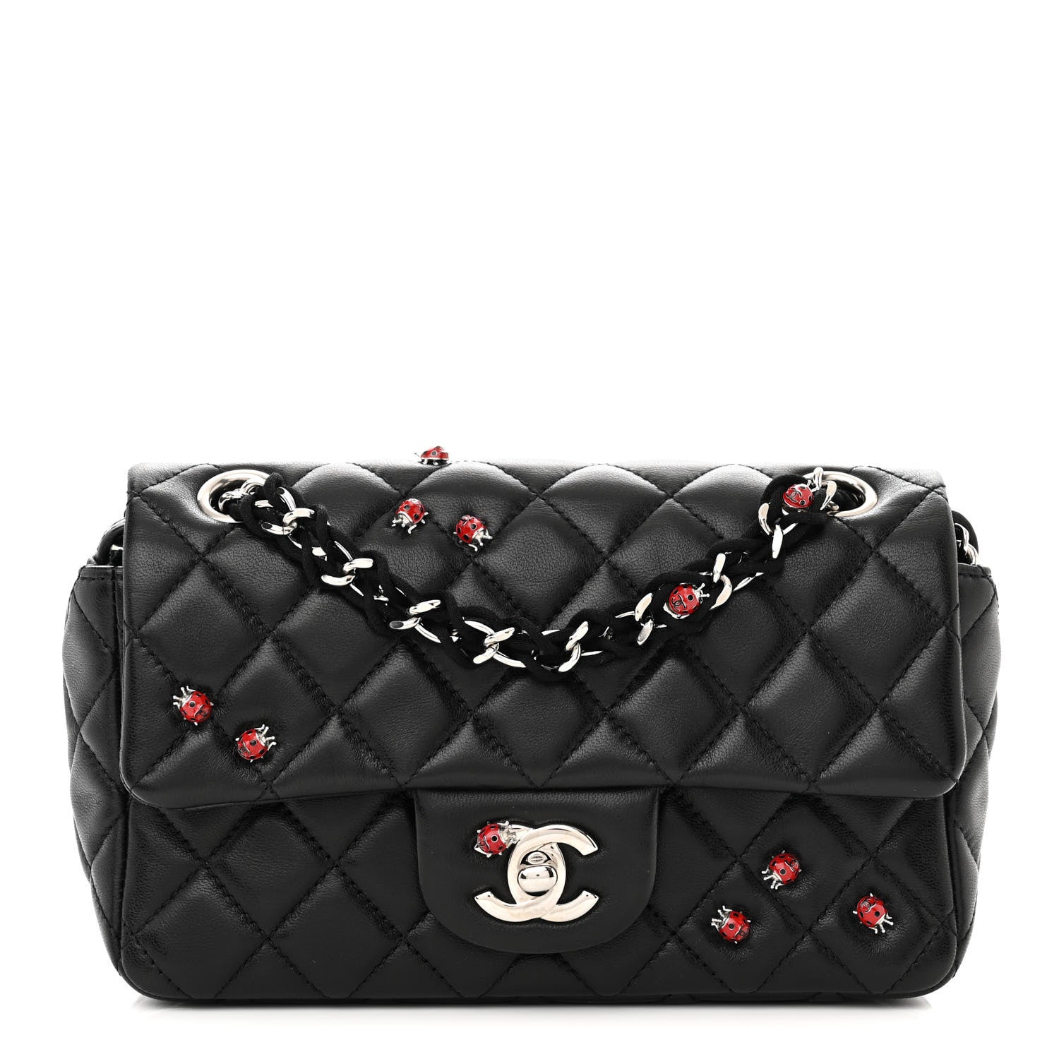 Chanel Lambskin Quilted Embellished Mini Ladybug Rectangular Flap Black 1 of 11