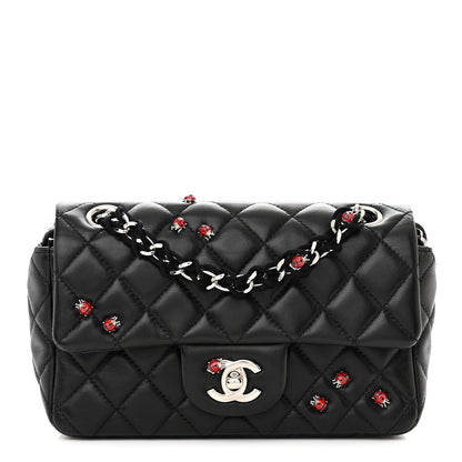 Chanel Lambskin Quilted Embellished Mini Ladybug Rectangular Flap Black 1 of 11