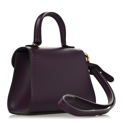 Delvaux Box Calfskin Brillant Charms Wristlet Bag Charm Prune 3 of 8