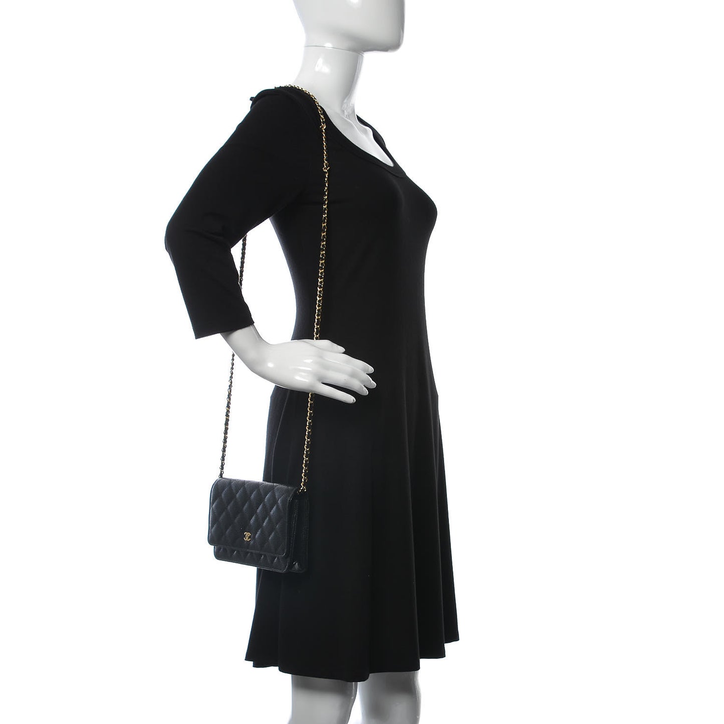 Caviar Quilted Wallet On Chain WOC Black