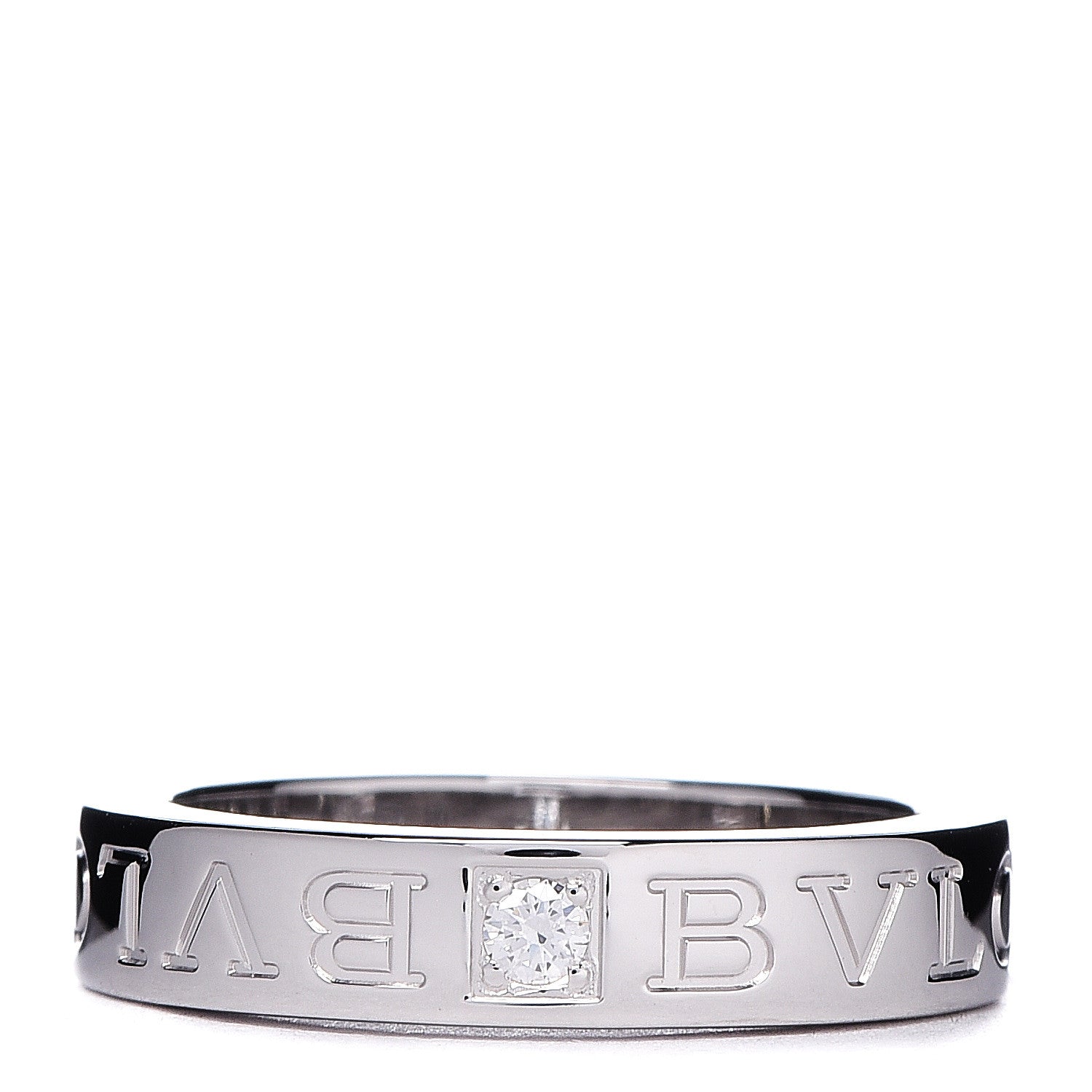 Bulgari 18K White Gold Diamond B.Zero1 Essential Band Ring 50 5.25 1 of 4