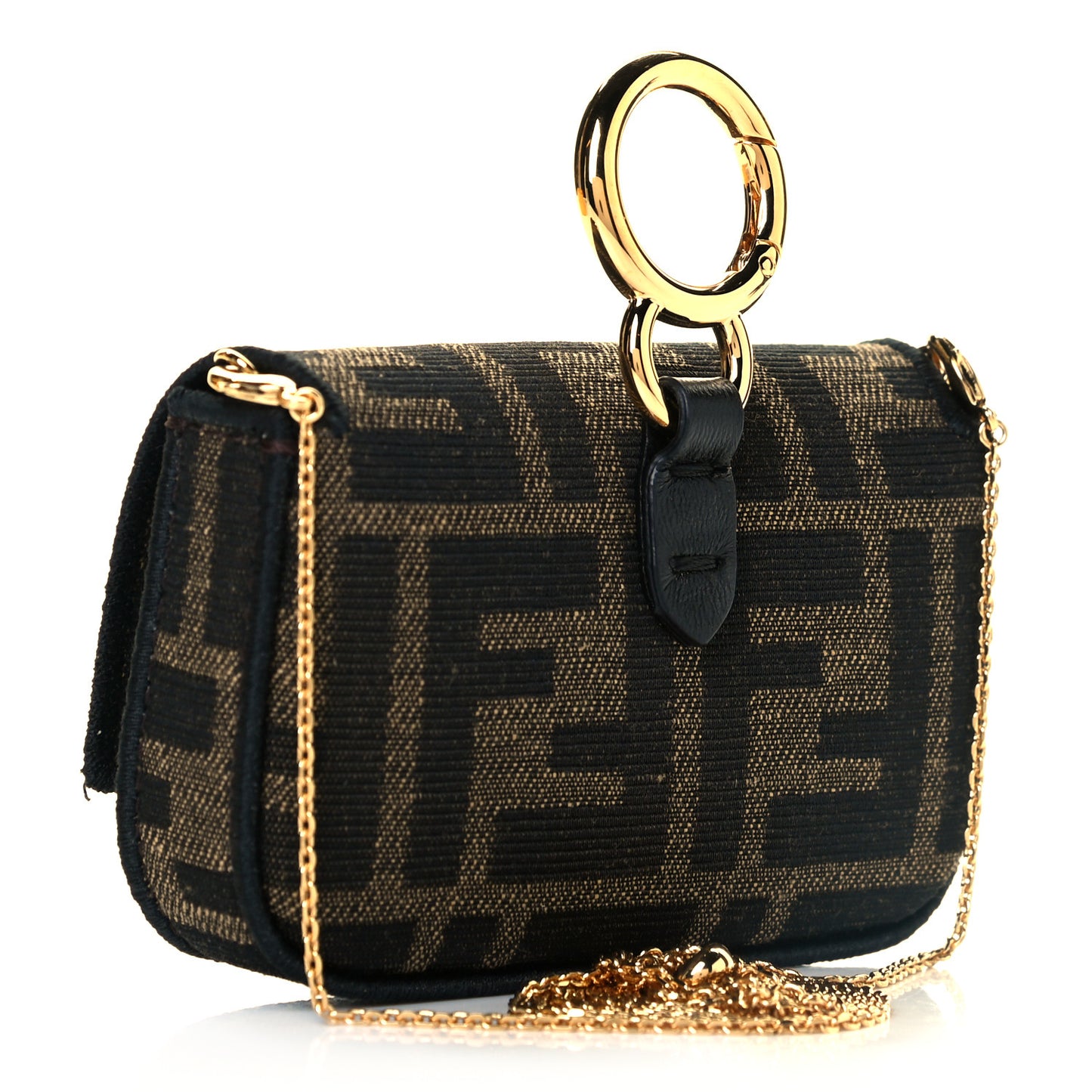Fabric Jacquard FF 1974 Nano Baguette Charm Tobacco Moro Black