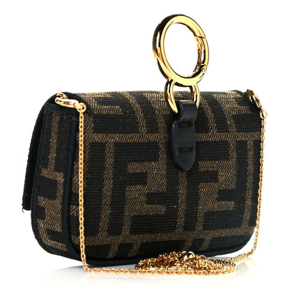 Fendi Fabric Jacquard FF 1974 Nano Baguette Charm Tobacco Moro Black 2 of 7