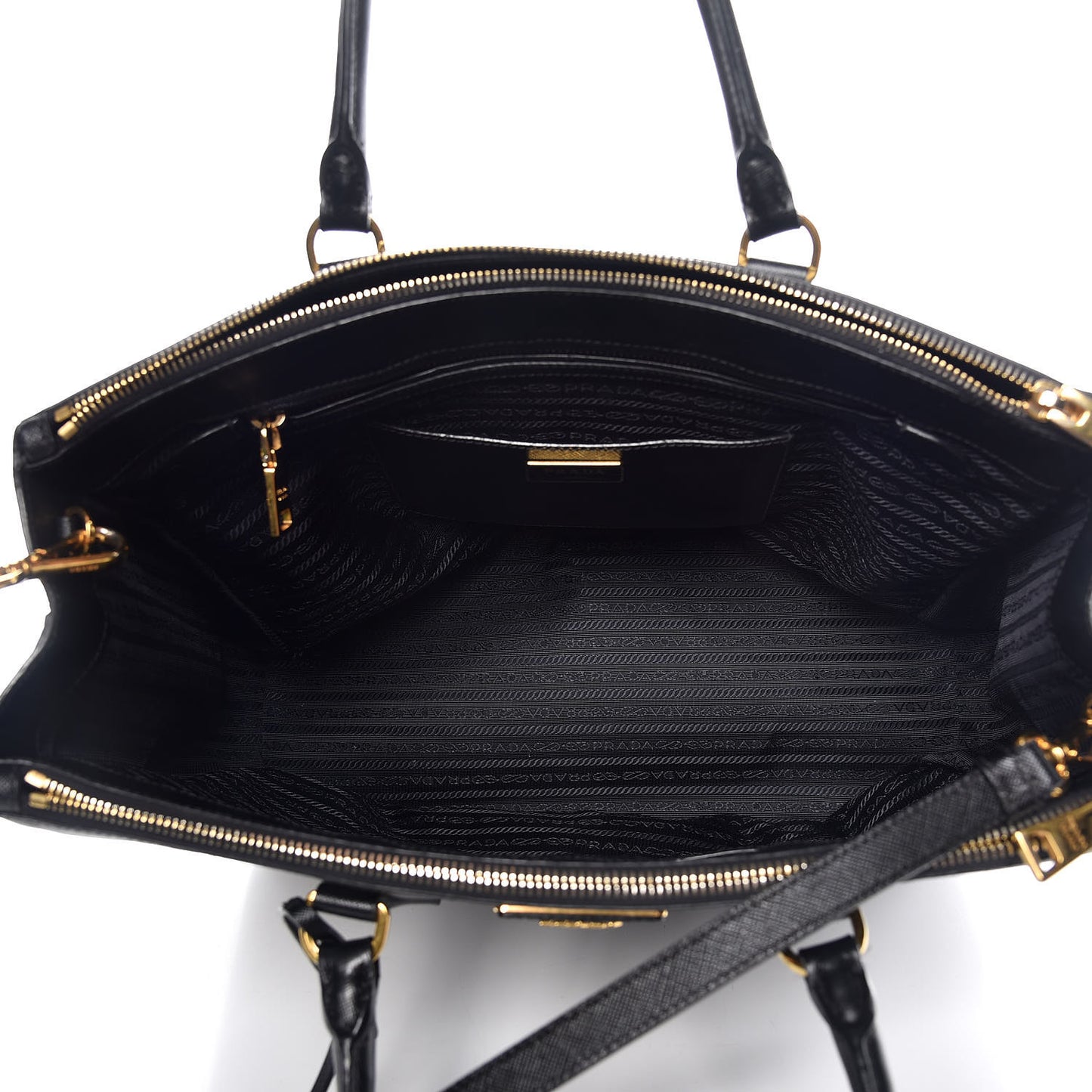 Saffiano Large Galleria Double Zip Tote Black