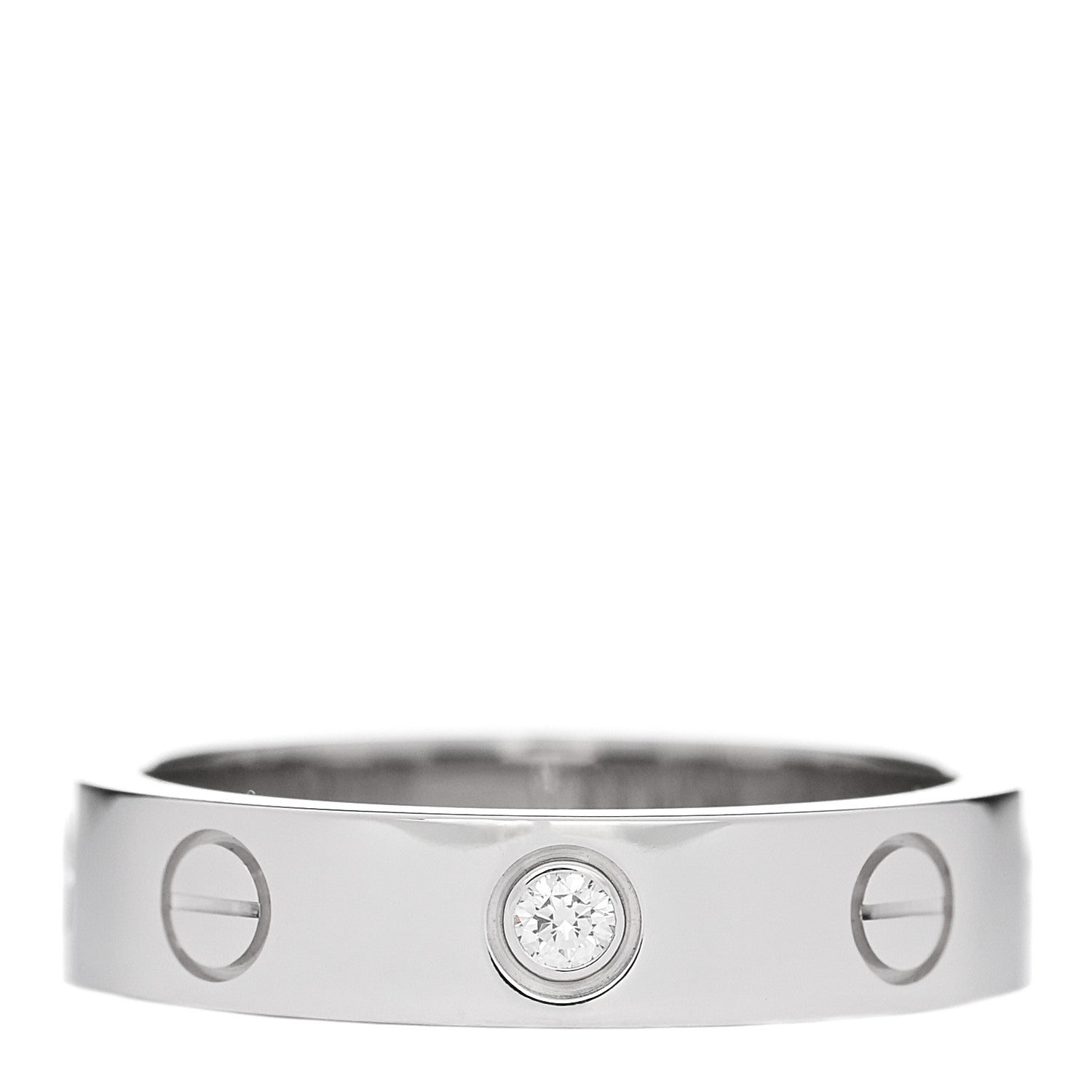 Cartier 18K White Gold Diamond 4mm LOVE Wedding Band Ring 49 5 1 of 5