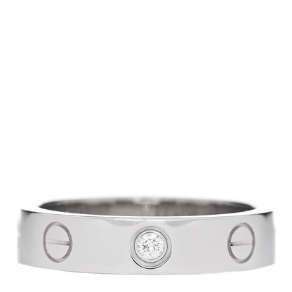 Cartier 18K White Gold Diamond 4mm LOVE Wedding Band Ring 49 5 1 of 5