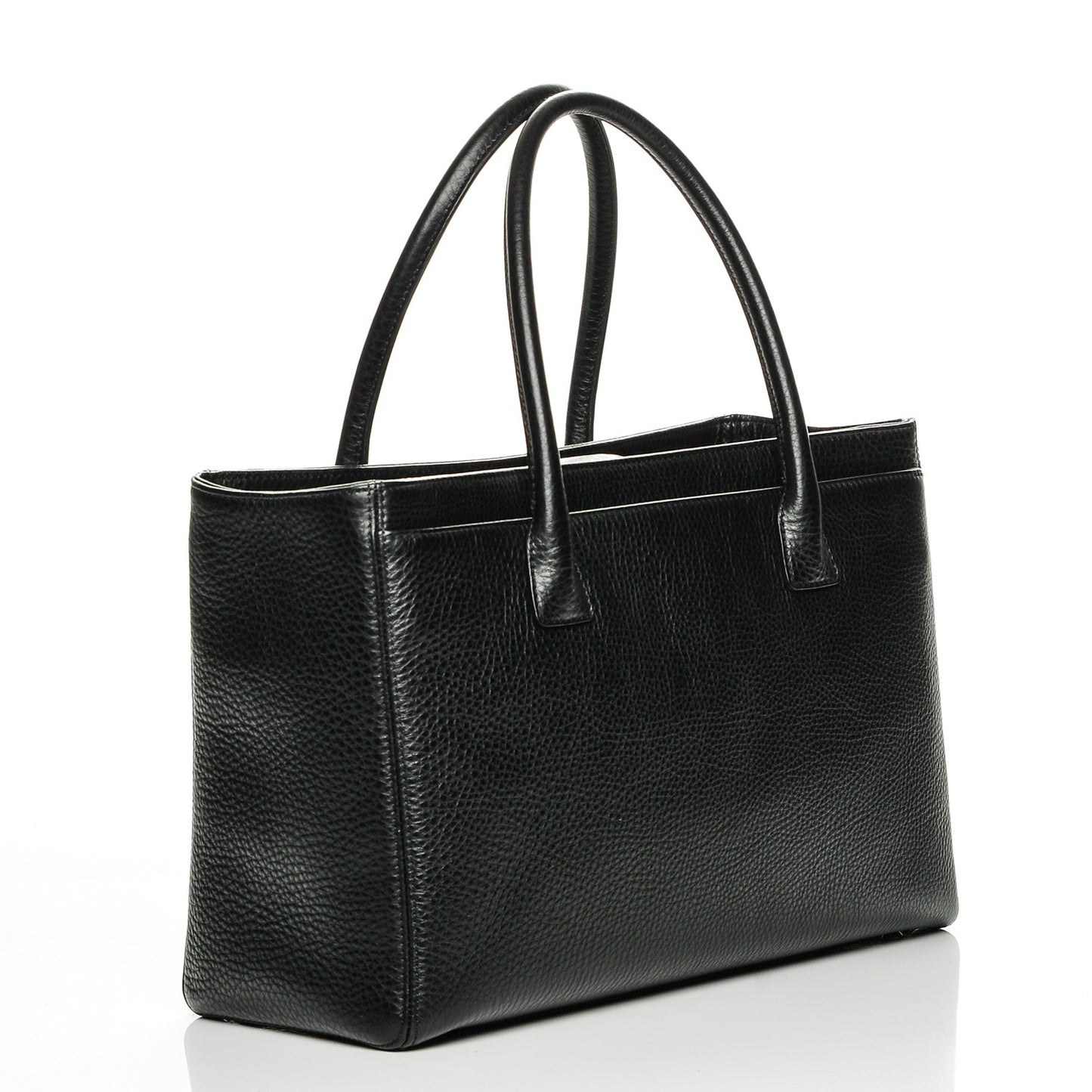 Calfskin Cerf Executive Shopper Tote Black