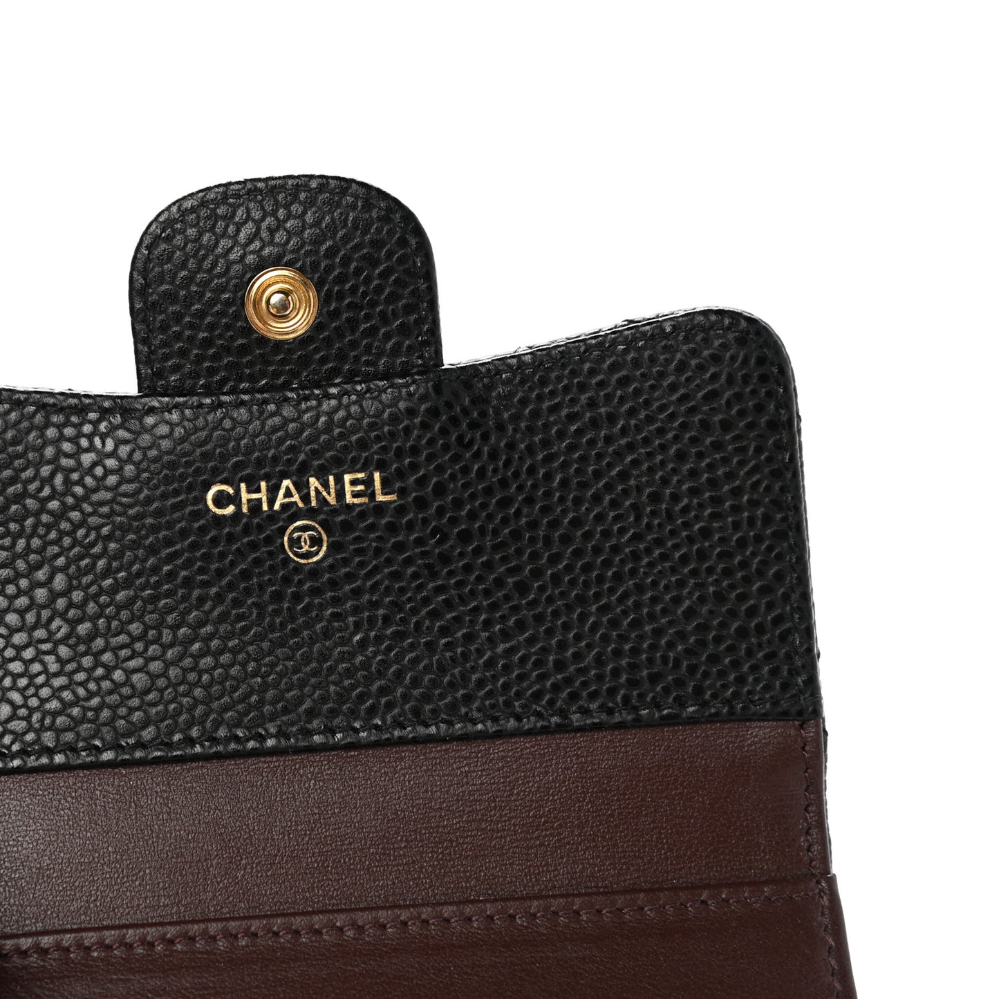 Caviar Quilted Compact Flap Wallet Black